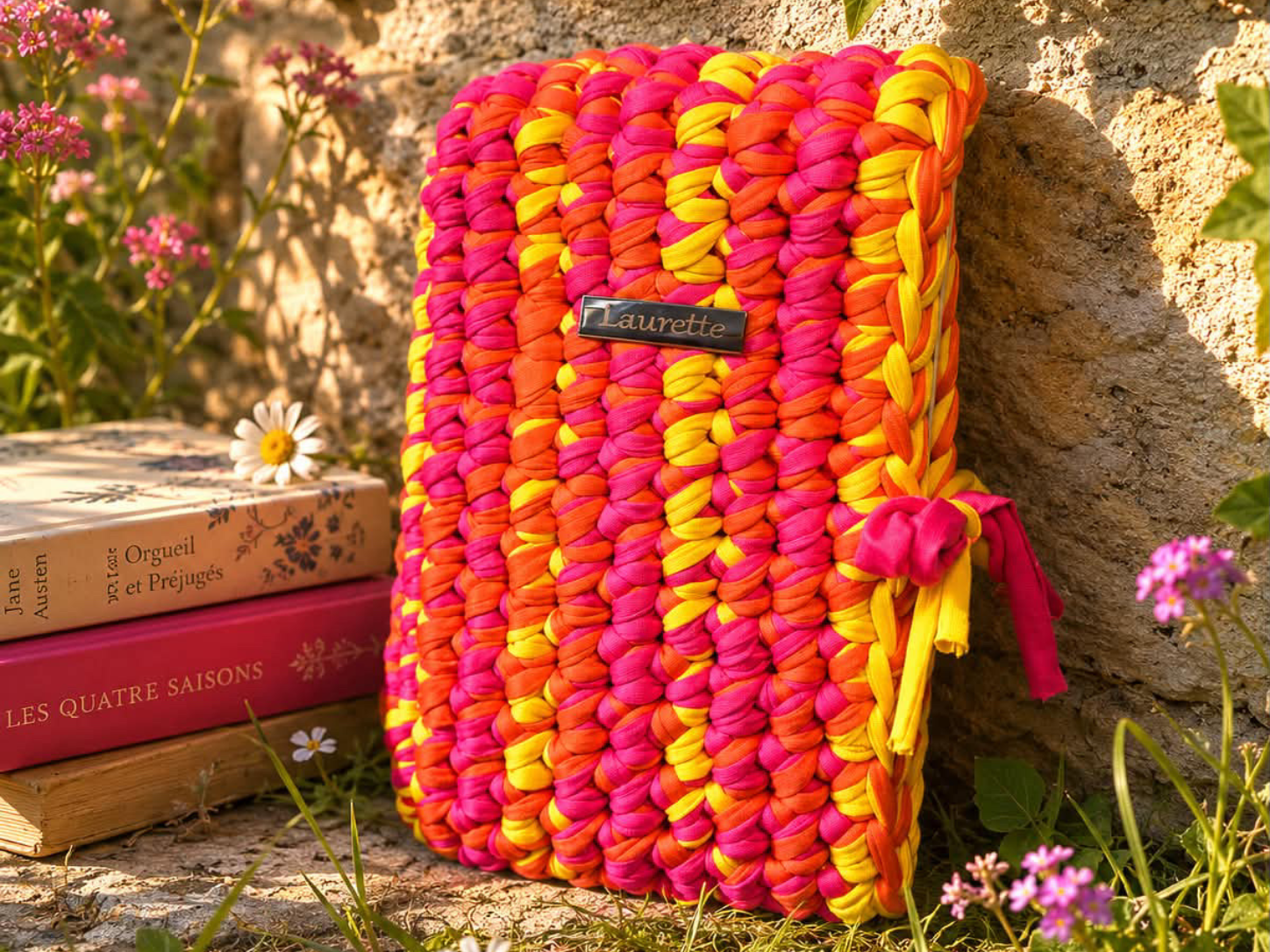 Housse de livre Manuelle personnalisable - housse crochet fait main - Laurette Créations