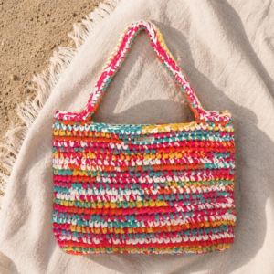 Sac de plage Renée personnalisable - grand sac crochet fait main multicolore - Laurette Créations