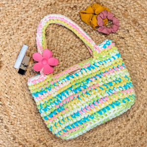Tote bag Marcelle personnalisable - sac crochet fait main multicolore pastel - Laurette Créations
